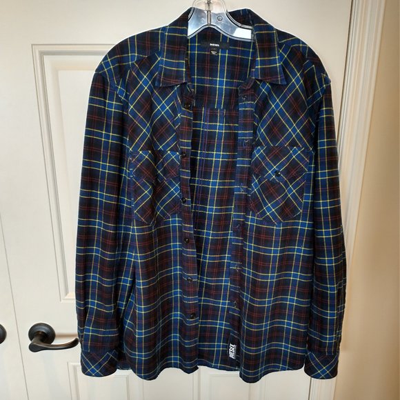 Diesel Men's Plaid Flannel Button-up Shirt Size M - Picture 2 of 10